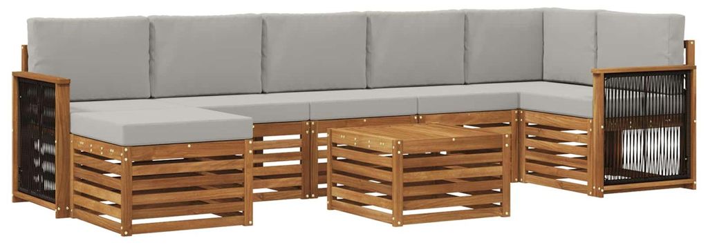 Outdoor-Sofagarnitur mit Kissen 7 pcs Natürlich und Hellgrau