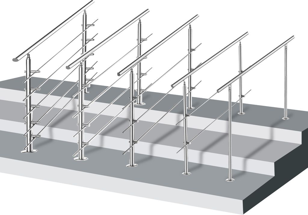 Hengda Geländer Treppengeländer Edelstahl Handlauf 120cm mit 2 Pfosten und 0 Querstreben Für Innen & Außen Treppenhaus Balkon Brüstung Treppen