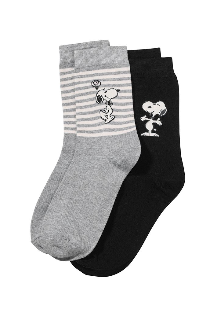 Peanuts Geschenk-Set Tasse und Socken Damen Snoopy mit Geschenkverpackung , Farbe:Silber, Größe Socken & Strumpfhosen Erwachsene:35-38