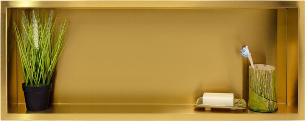 BADLAND Duschnische Wandnische WALL BOX ONE 30x90x10 cm Gold | Duschablage Unterputz aus Edelstahl