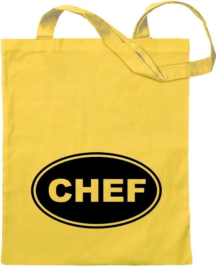 Kiwistar - Baumwolltasche - gelb - Chef - Tragetasche Stoffbeutel Umhängetasche Langer Henkel