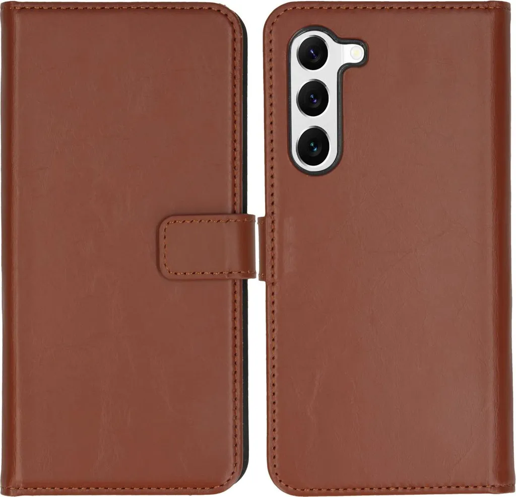 Custodia Selencia in Vera Pelle per Samsung S23 Plus Marrone Chiaro