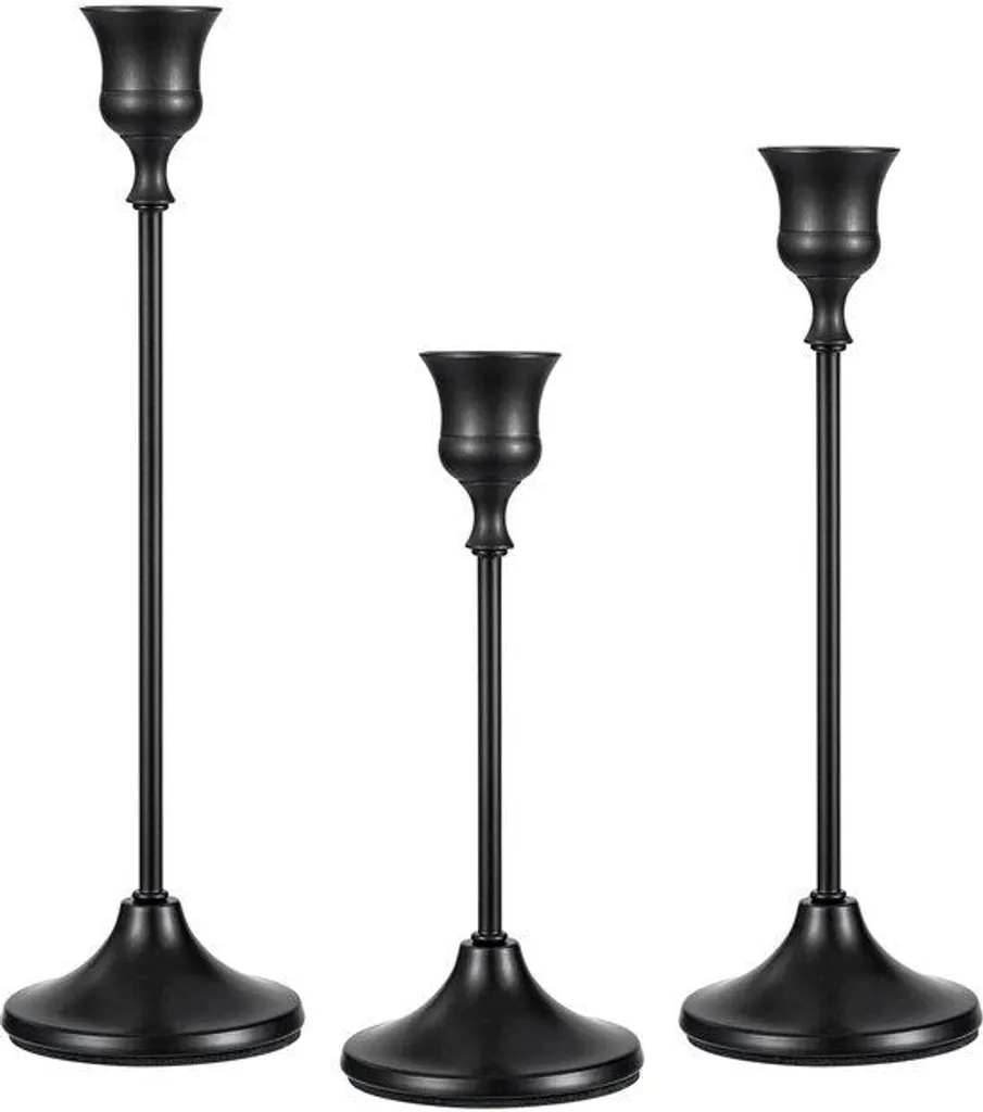 Bougeoir Noir Lot de 3 Déco Mariage ou Dîner Romantique Centre de Table