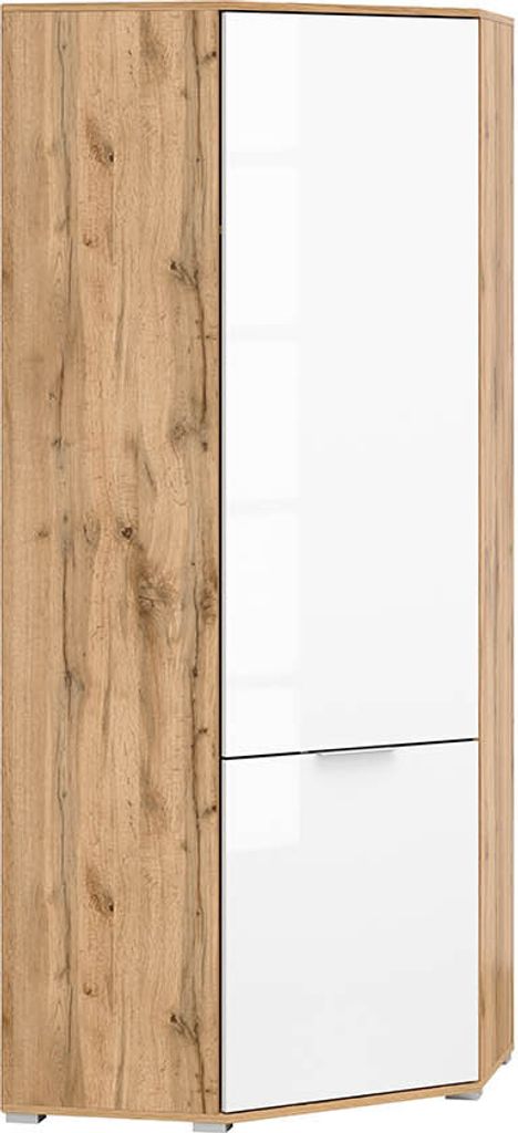 BLACK RED WHITE Eckschrank Zele | Kleiderschrank Schrank Garderobe | 78 x 78 x 195 cm, Weiss