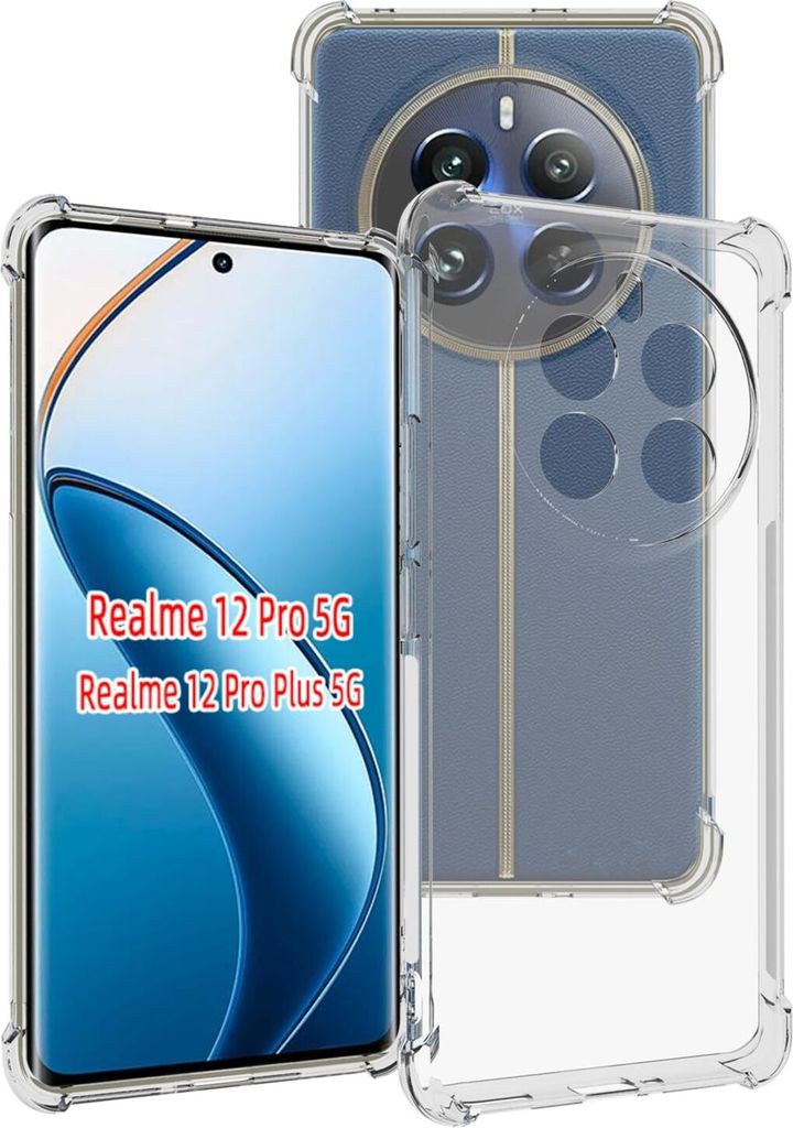 Hülle für Realme 12 Pro+ Weich Transparent Handyhülle mit Verstärkte Ecken Bumper Schutzhülle