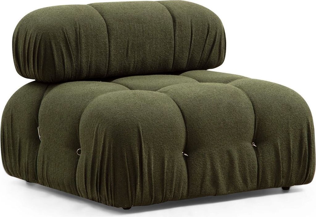 Hanah Home, Bubble O1 - Green, Klassische Sofas, 1-Sitzer-Sofa, Grün, Polyester, 95 x 75 x 95 x cm