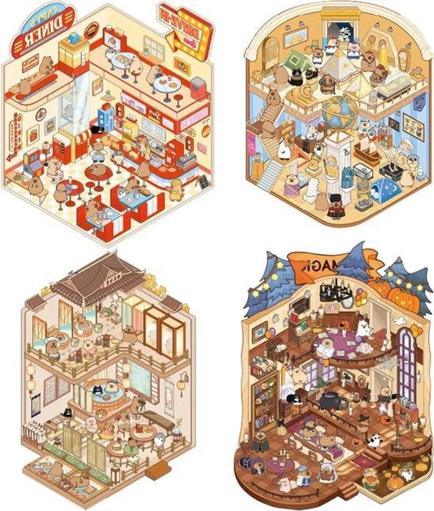 Set Autocollants 3D Capybara World Series pour Customiser Gourde et PC