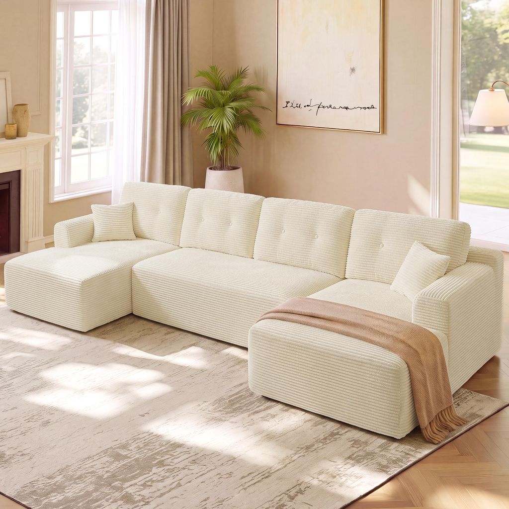 VASAGLE U-Form Sofa 6-Sitzer Modulares Cord Sofa mit Kissen Produktbild 