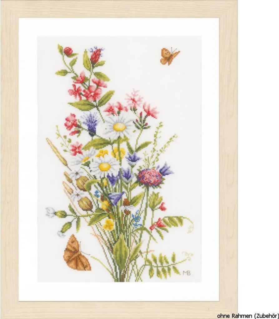 Set de broderie Lanarte Fleurs de prairies avec diagramme de comptage