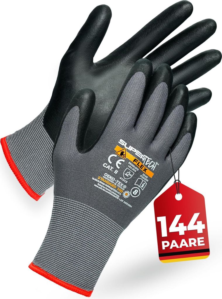 Arbeitshandschuhe XXL - Nitril-Beschichtung, 144 Paare