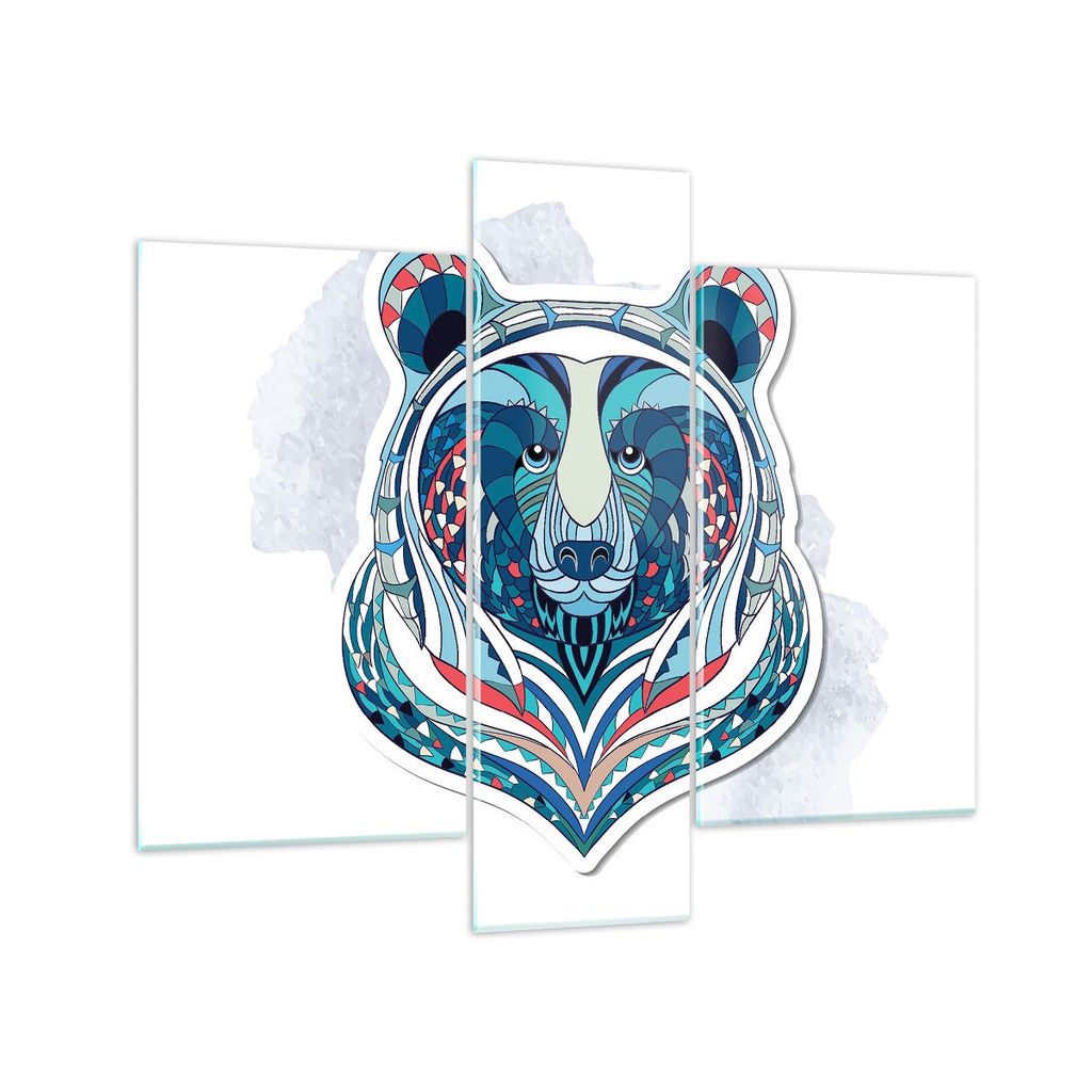 Bilder auf glas - Bär Illustration Traum blumig - 95x80cm - Glasbilder - Wandbilder - Kunstdruck - zum Aufhängen bereit - Wanddekoration aus Glas...