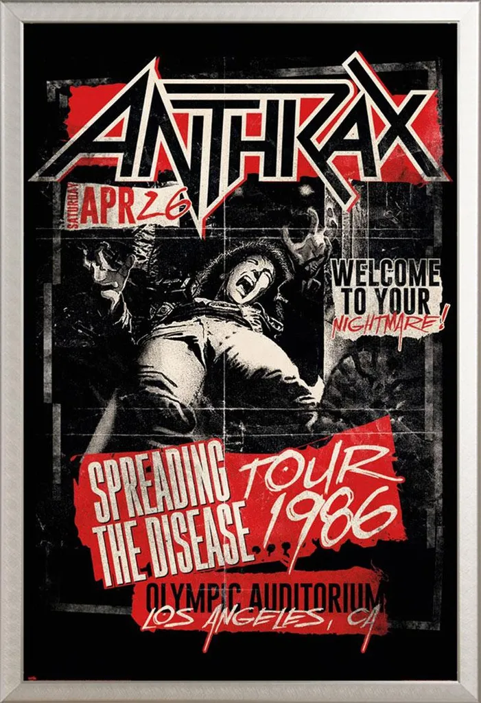 Poster Anthrax Spreading the Disease avec Cadre Maxi Shinsuke Argenté