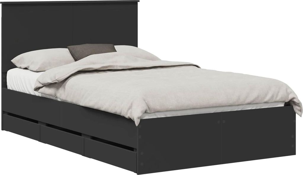 vidaXL Bettrahmen mit Schubladen Schwarz 120 x 190 cm Ingenieurs Holz