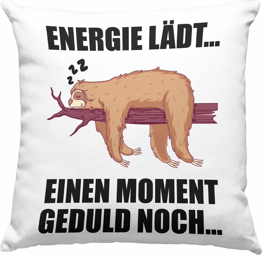 Trendation - Faultier Deko-Kissen mit Füllung 40x40 mit Spruch Geschenk Arbeitskollege Kollege Deko-Kissen mit Füllung 40x40 Frauen Männer (Grau)