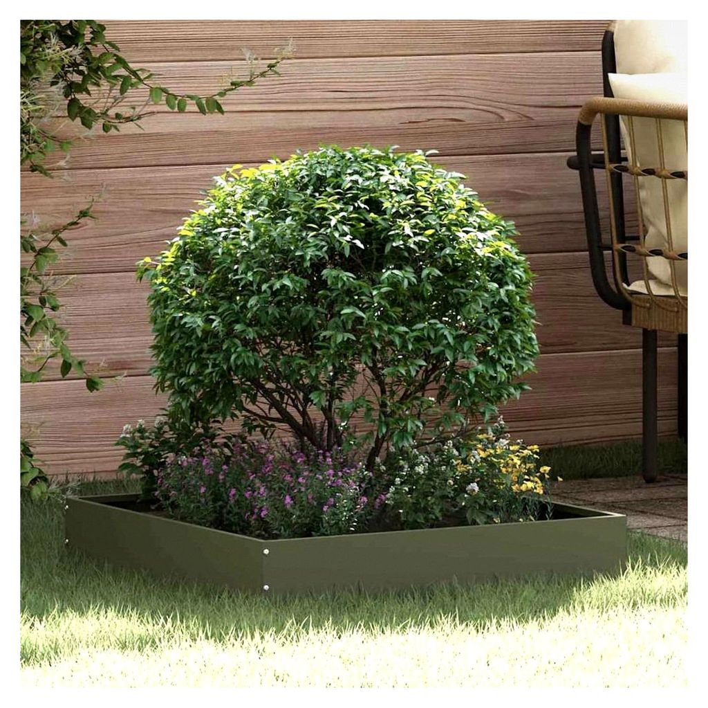 Raseneinfassung Olive Grün 60 x 60 x 13 cm Stahl