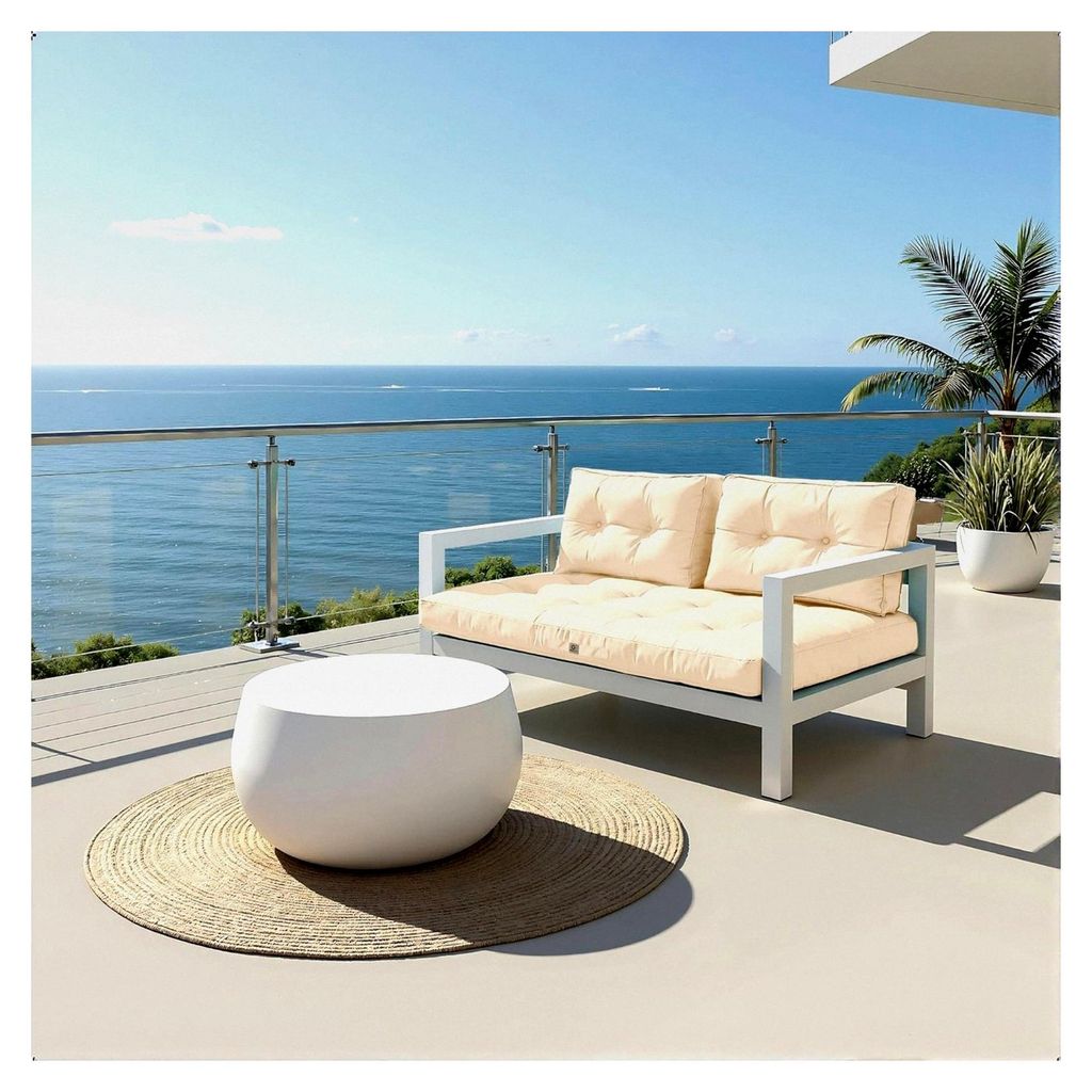 Kissen für Gartenmöbel, Außenkissen, 100 x 50 cm, Ersatzkissen für Sessel, Bank & Outdoor-Stuhl – wasserdicht, bequem & gepolstert – Beige