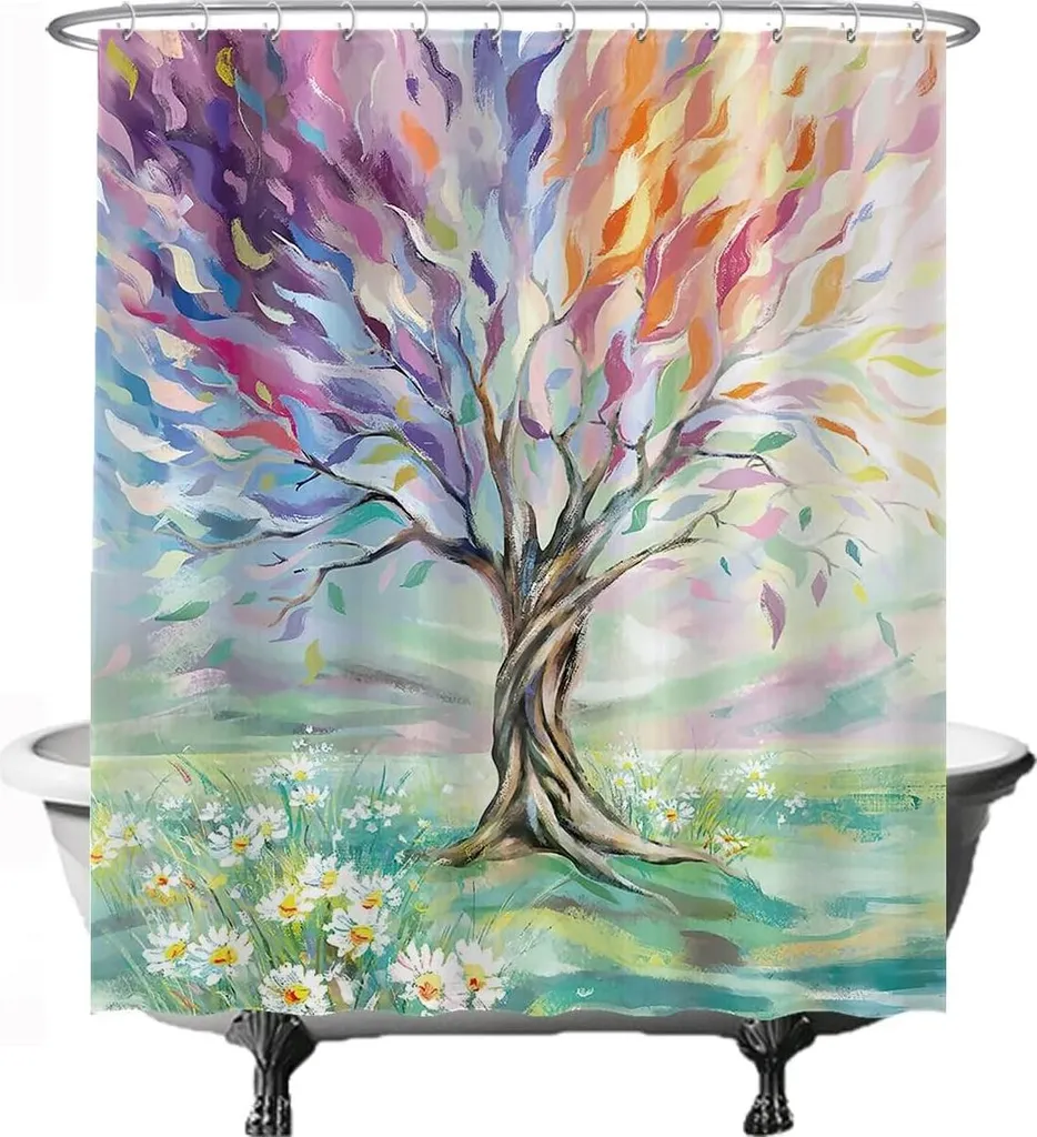 Rideau de douche 180 x 200 cm Arbre de Vie pour déco salle de bain