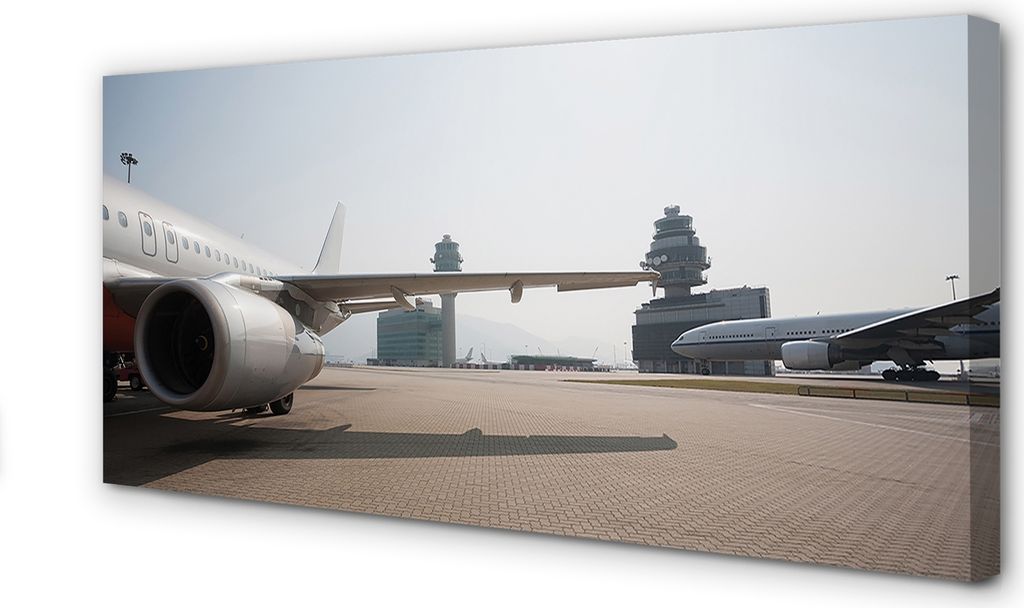 Leinwandbild 120x60 Wandkunst Flugzeug Flughafen Himmel Gebäude