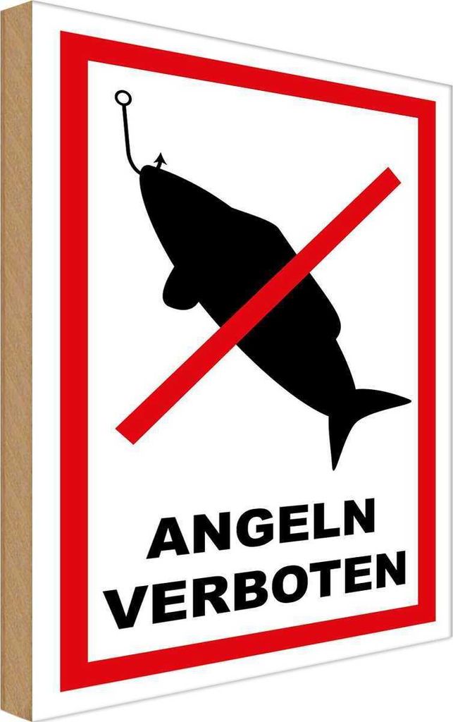 vianmo Holzschild 30x20 cm Angeln verboten Warnschild Hinweisschild