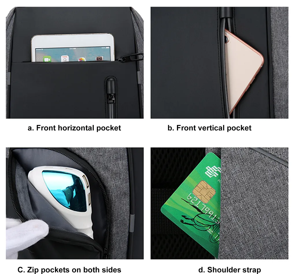 Sac à dos informatique 17" étanche gris avec port de charge USB - 14