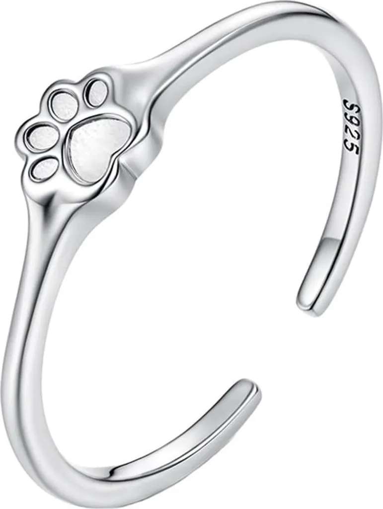 Anello in argento sterling 925, zampa di cane da 8 mm