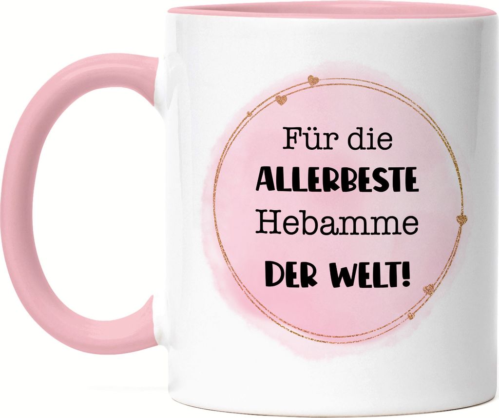 Für die allerbeste Hebamme der Welt Tasse Rosa Dankeschön Geschenk Geburtstag Weihnachten