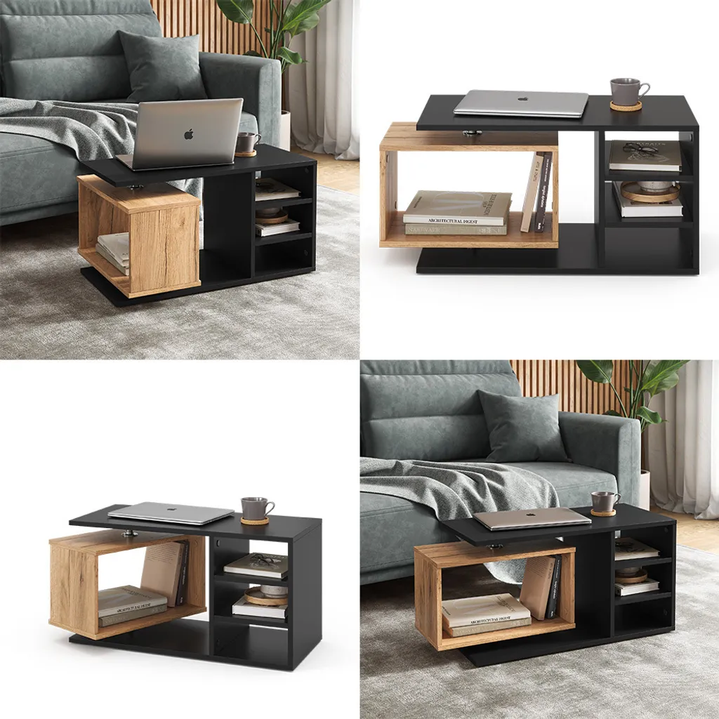 Table basse noire 88x35cm Vicco Rafi robuste avec finition premium - 8