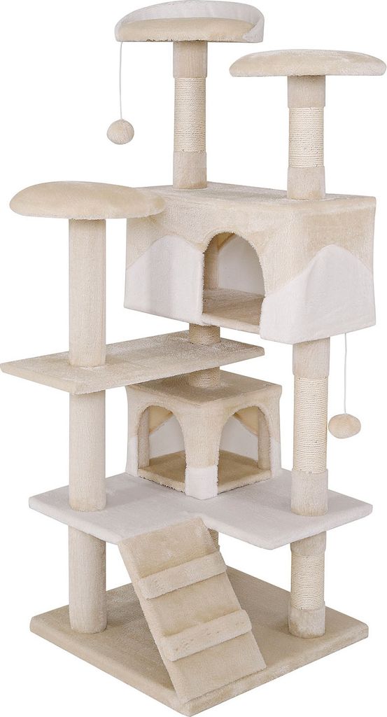 lionto Kratzbaum Höhe 130 cm, beige/weiß Produktbild 