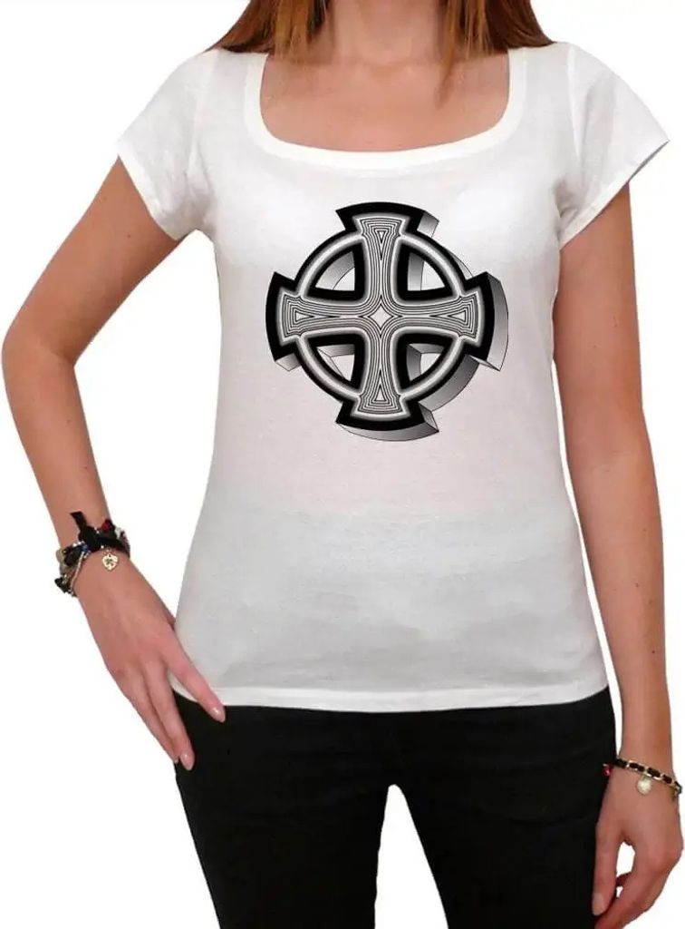 Damen Grafik T-Shirt Keltisches Kreuz 3 – Celtic Cross 3 – Öko-Verantwortlich Vintage Jahrgang Kurzarm Lustige Druck Geburtstag Geschenk Frau