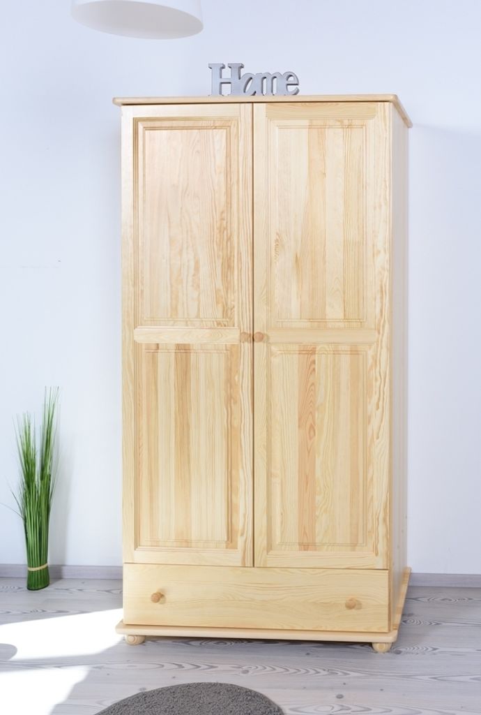 Schlafzimmer - Kleiderschrank Kiefer Massivholz natur -195