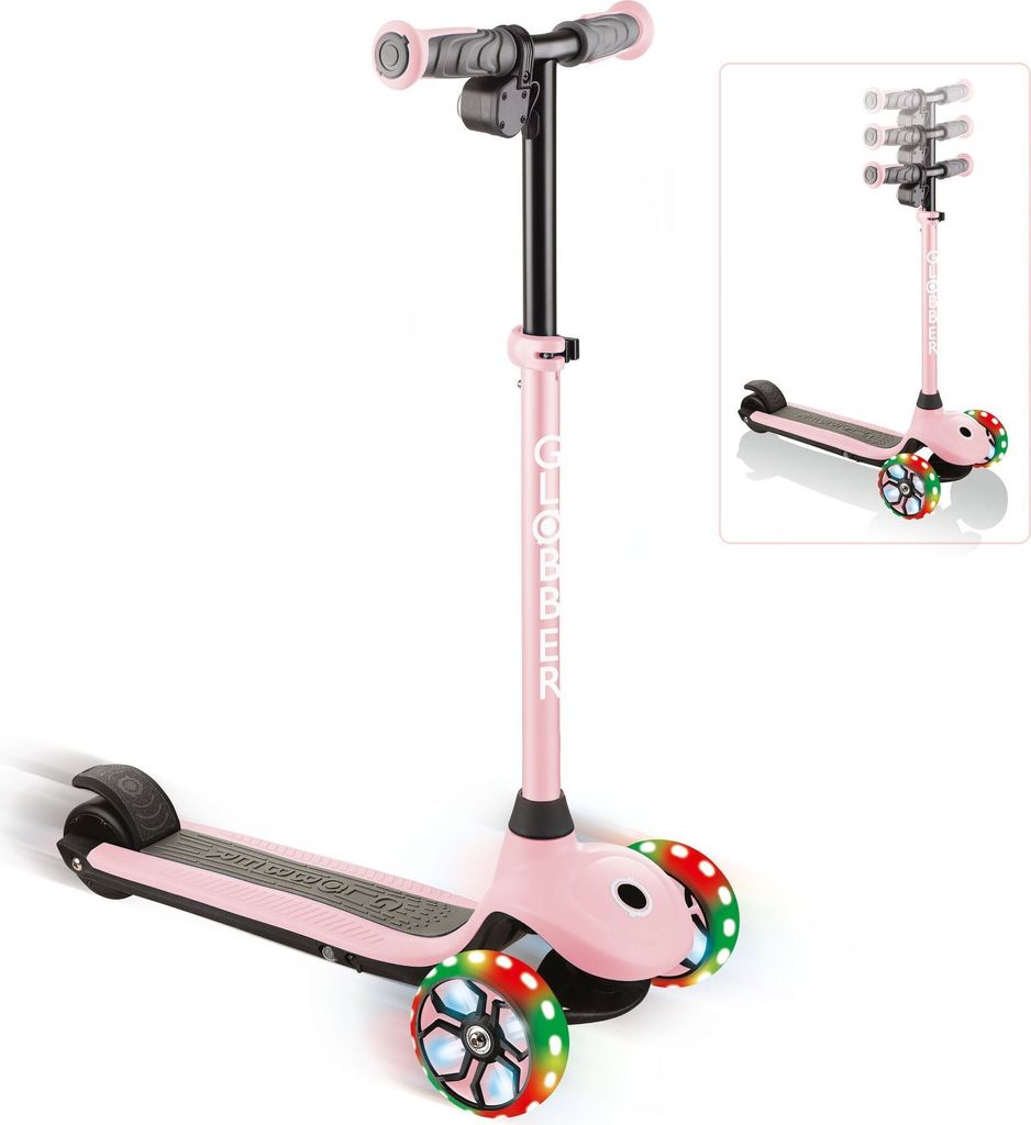 GLOBBER ONE K E-MOTION 4 PLUS pastellrosa, mit Leuchtrollen Produktbild 