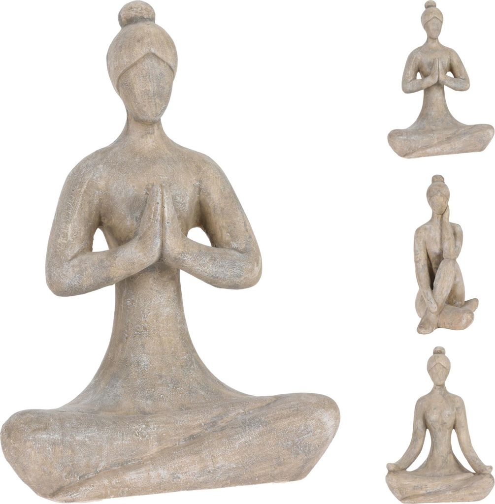 Dekorative Figur einer Frau, die Yoga praktiziert, 29,5 cm, Grau