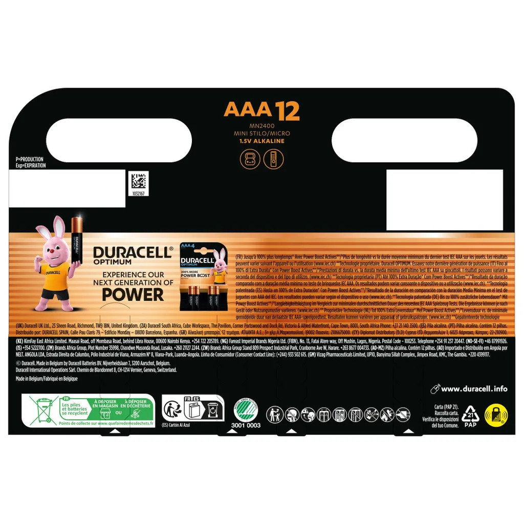 Piles AAA Duracell Plus Power Boost Active - Pack 48 Piles Haute Capacité