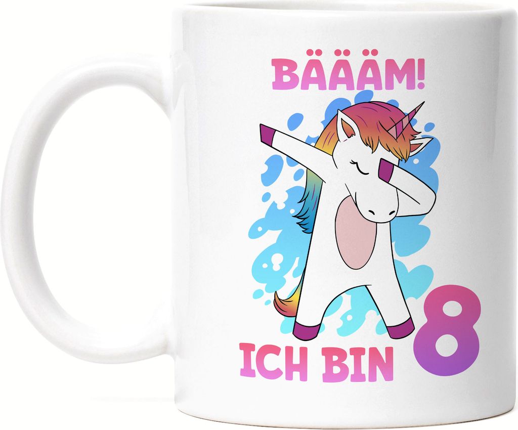 Bäääm Ich Bin 8 Tasse Weiß Einhorn 8. Geburtstag Geburtstagsgeschenk Einhorn-Fans Dabbing