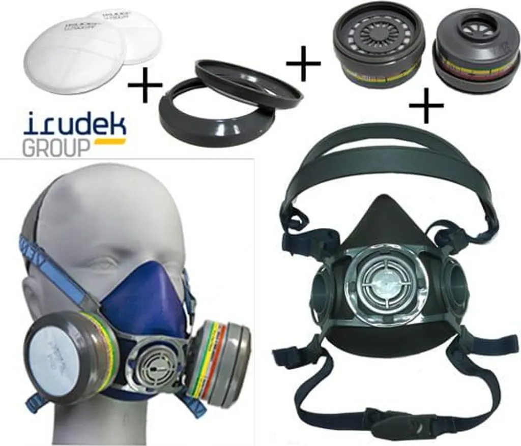 Kit Irudek V-800 avec Masque Bifiltre et Cartouches ABEK1 P2 de Rechange