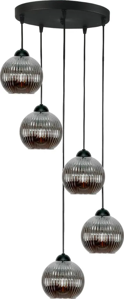 Lampadario A Sospensione Nero, Paralume In Vetro Di Grafite Sfera 15-050