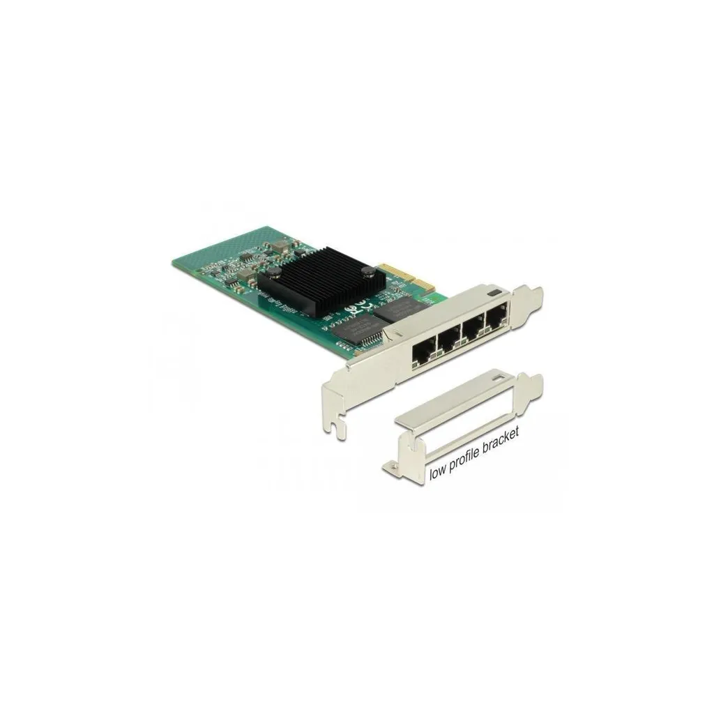Carte PCI Express x4 Delock 4 ports RJ45 Gigabit LAN i350 Server