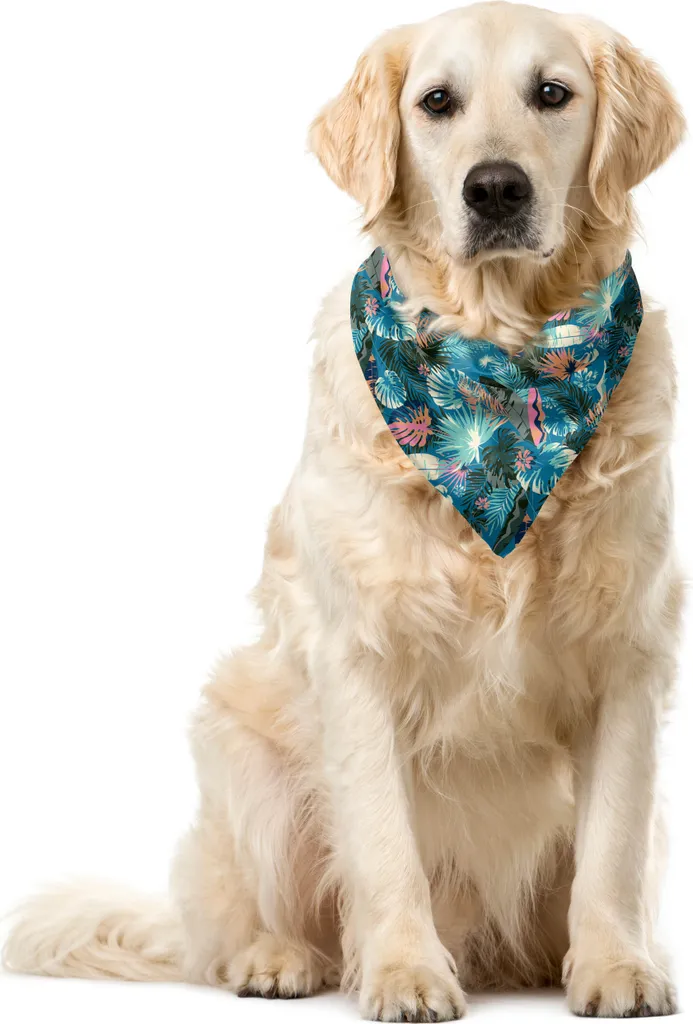 Bandana Tropicale ABAKUHAUS 40x40 cm - Stampa Jungle Blu per Cani