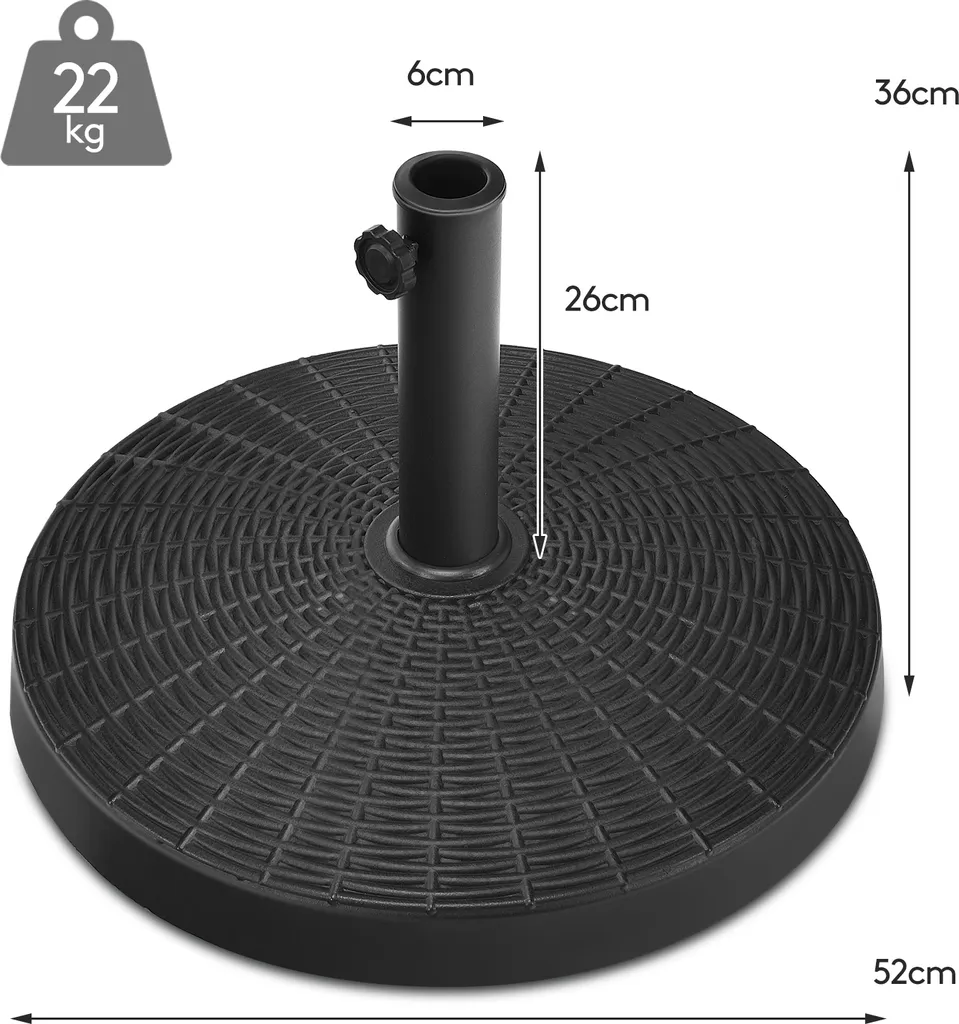 Base Ombrellone Bordo Piscina 22kg Costway - Resina Anti-Corrosione - 2
