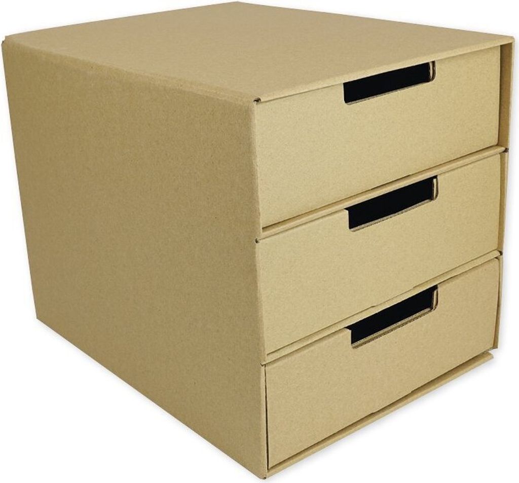 TimeTEX Natura-Schubladen-Box A4 mit 3 Schüben, aus Pappe Produktbild 2