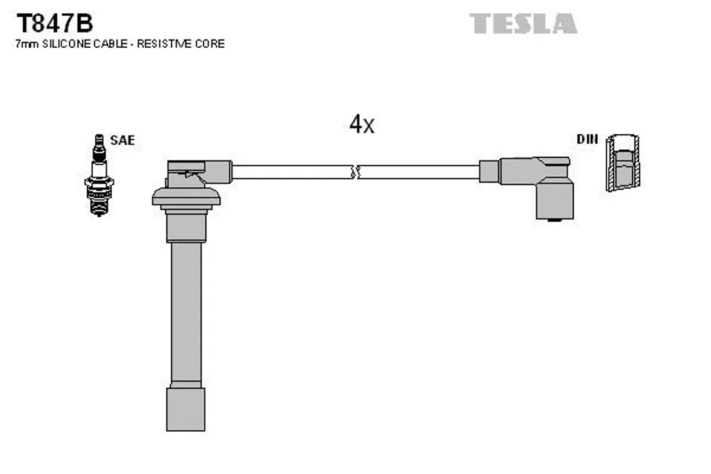 Câbles de bougies TESLA T847B haute tension pour Honda Civic et Accord