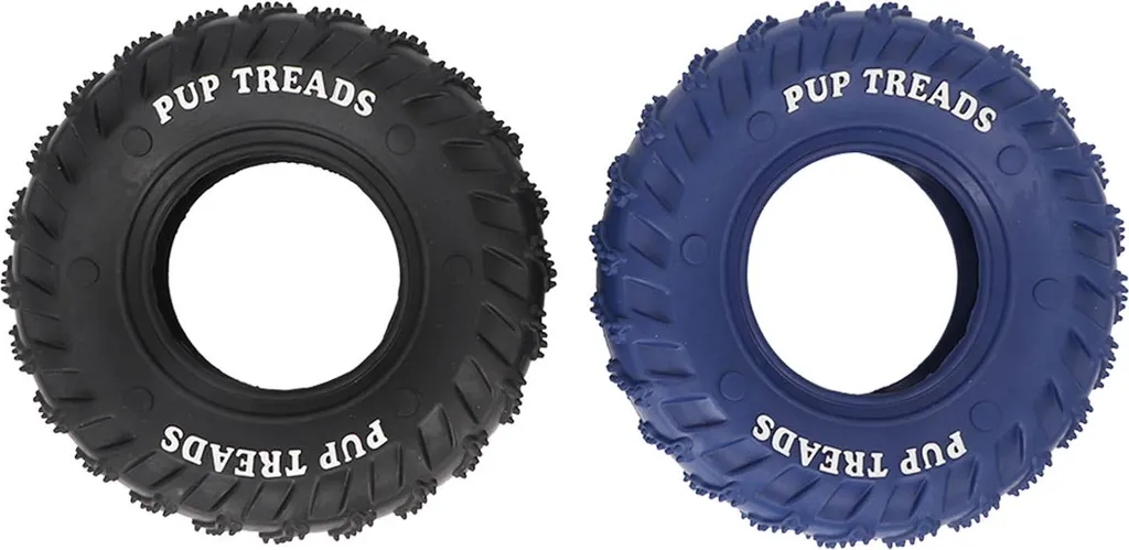 Set de 2 jouets pour chien robustes caoutchouc bicolore spécial mâcheur