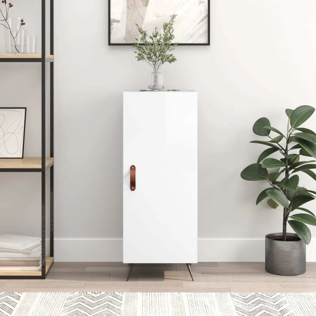Mobile Credenza 34,5x34x90 cm Legno Bianco Lucido | Arredo Salvaspazio