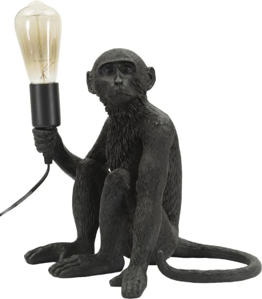 Lampe à poser Singe assis Noir 33x33x32 cm Mauro Ferretti E27