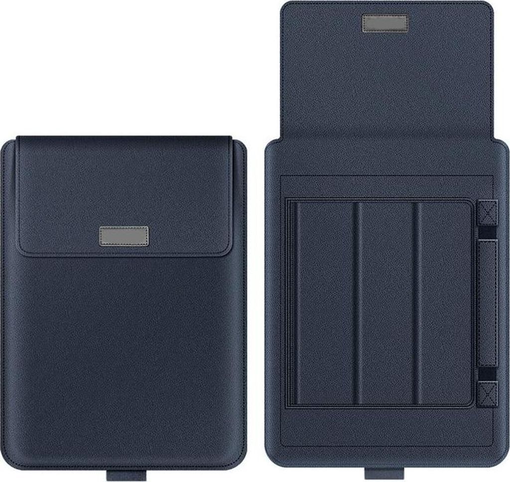 Multifunktionale Laptop-Hülle mit Ständer Faltbar Dreieck Stabil Wasserdicht PolyurethanDünn Tragbar, 16-17 Zoll, Dunkelblau