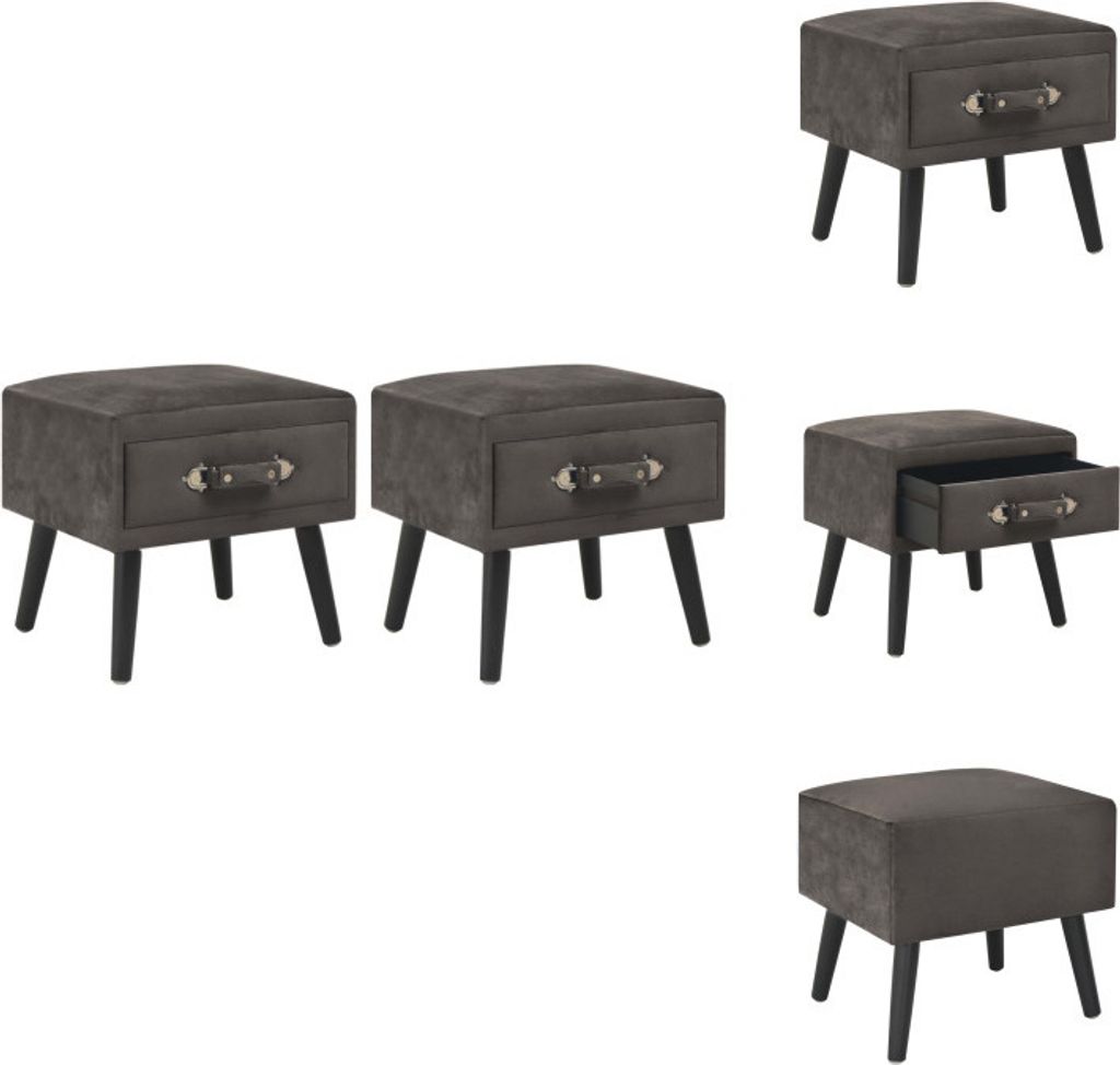 vidaXL Nachttische 2 Stk. Grau 40 x 35 x 40 cm Samt - Nachttische