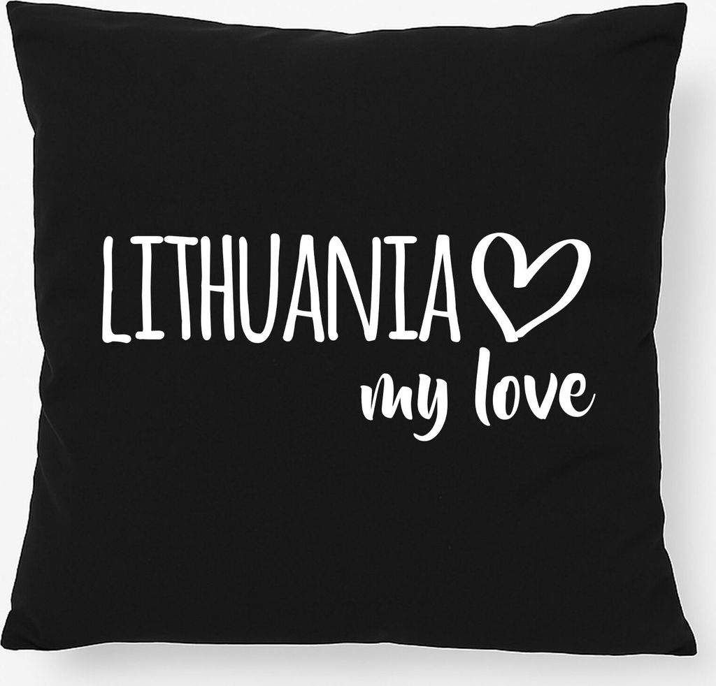 Huuraa Kissen Lithuania my love 40x40cm mit Füllung Black Baumwolle Dekokissen Geschenkidee