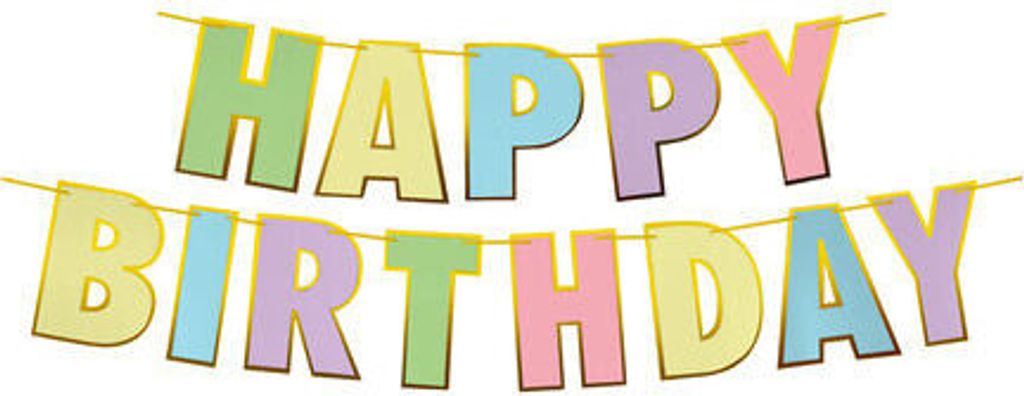 4x Papiergirlanden Geburtstag HAPPY BIRTHDAY bunt 16 x 20 cm Buchstaben + 5m Band