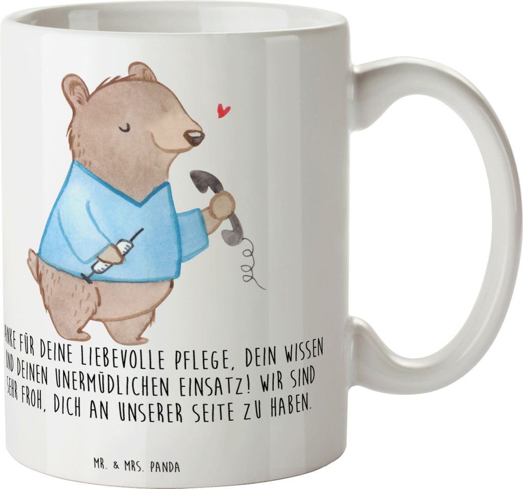Mr. & Mrs. Panda Kaffeebecher Dankbare Pflegekraft - Weiß - Geschenk, Anerkennung, Trinkbecher, Bedanken, Pflege, Danke sagen, Aufmerksamkeit, Bec...
