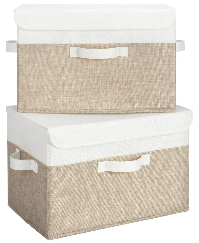 Montagekästen mit Deckplatte, 2 Stück, Stoff, Flachstahl, weißbraun